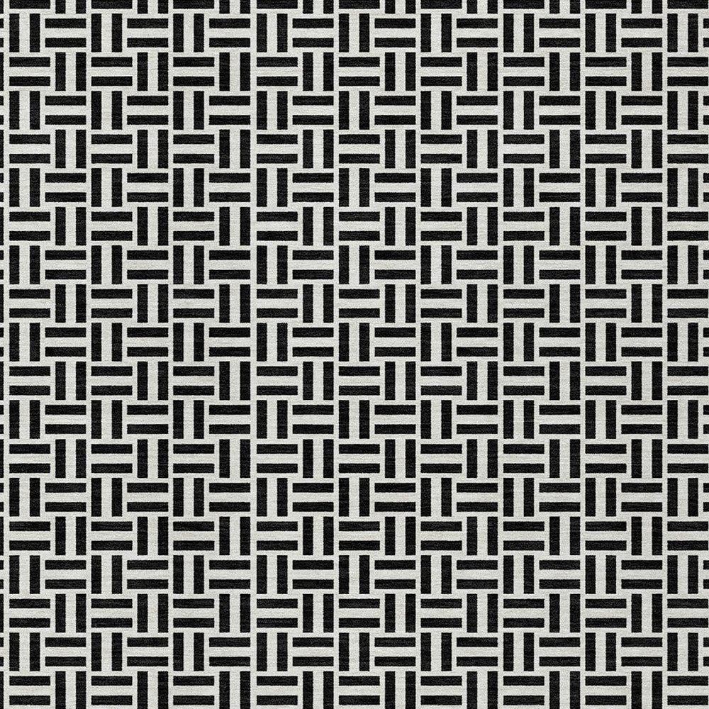 Tabselect Home Line 8' X 10' Black And Ivory Geometric Washable Indoor Outdoor Area Rug