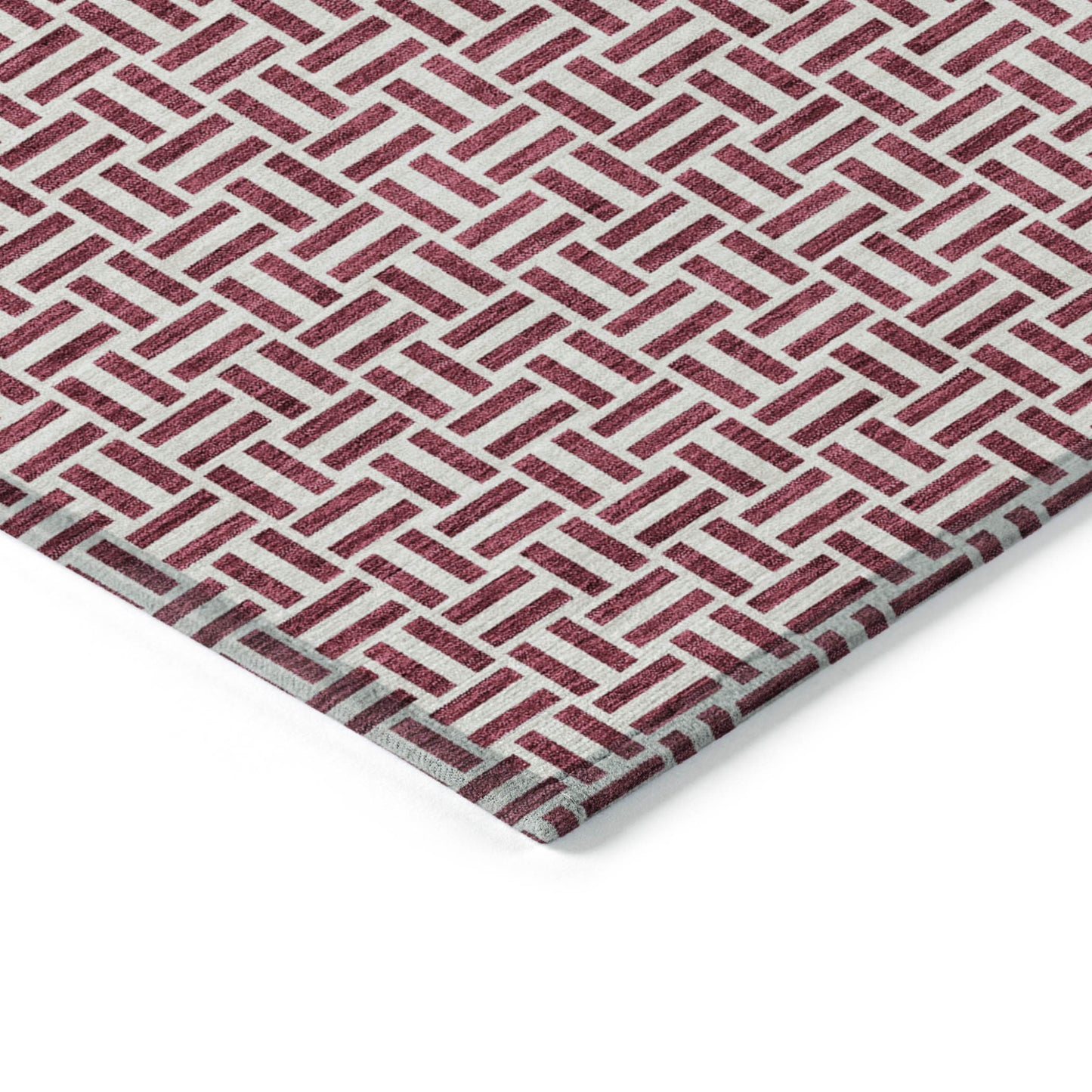 Tabselect Home Line 5' X 8' Burgundy And Ivory Geometric Washable Indoor Outdoor Area Rug