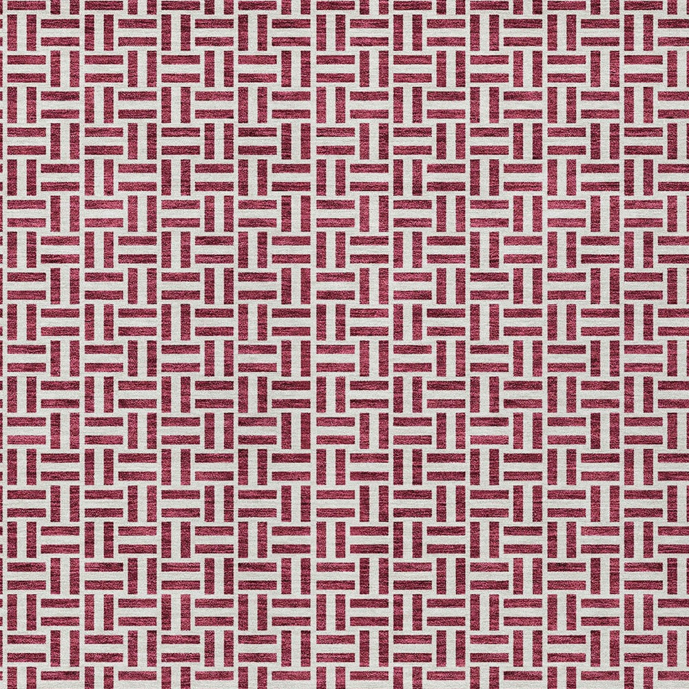 Tabselect Home Line 5' X 8' Burgundy And Ivory Geometric Washable Indoor Outdoor Area Rug