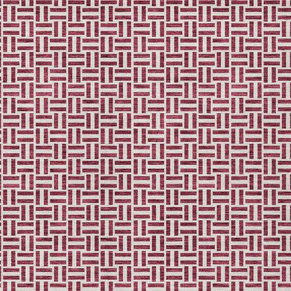 Tabselect Home Line 5' X 8' Burgundy And Ivory Geometric Washable Indoor Outdoor Area Rug