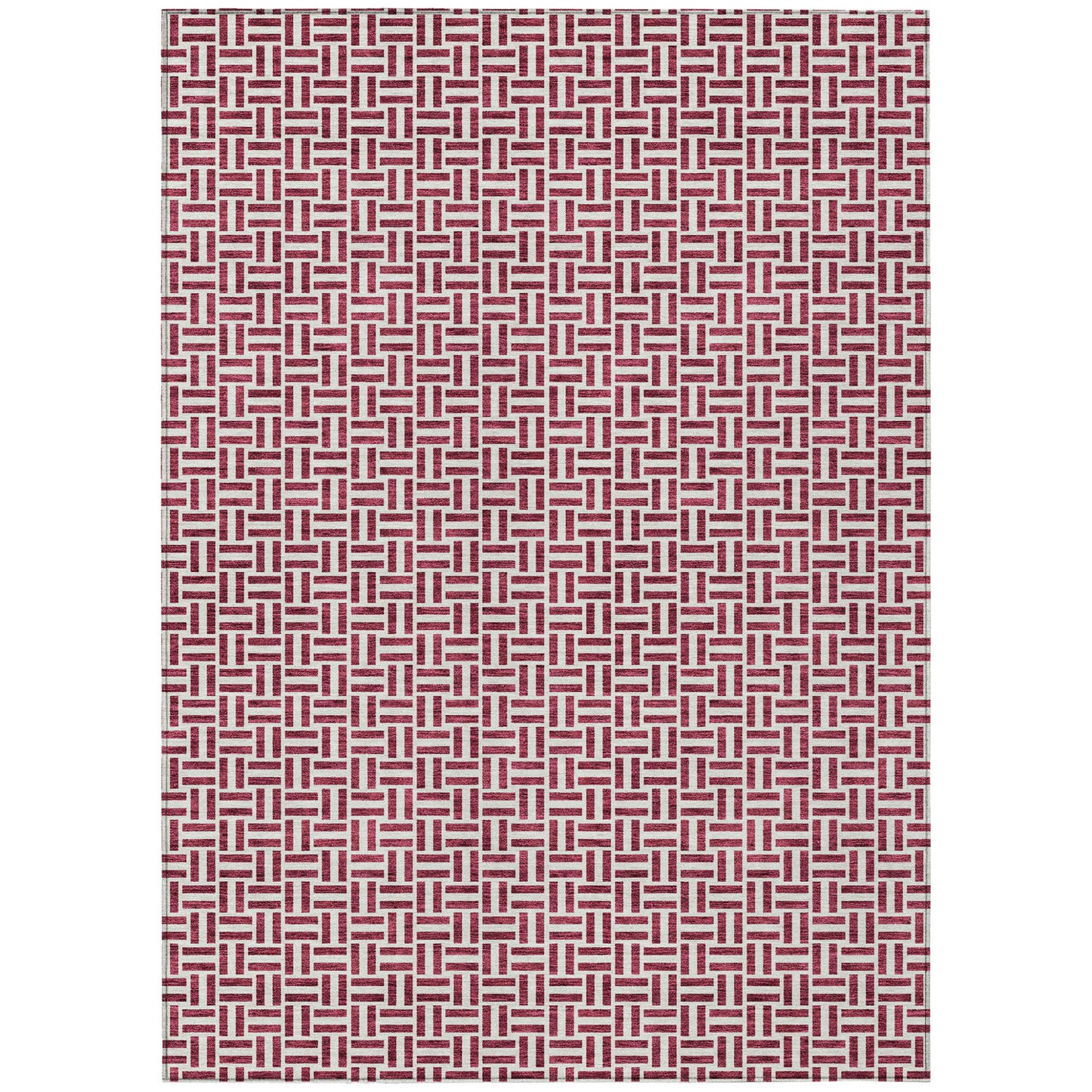 Tabselect Home Line 8' X 10' Burgundy And Ivory Geometric Washable Indoor Outdoor Area Rug