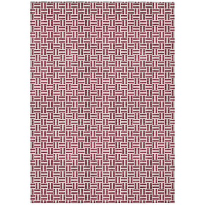 Tabselect Home Line 8' X 10' Burgundy And Ivory Geometric Washable Indoor Outdoor Area Rug