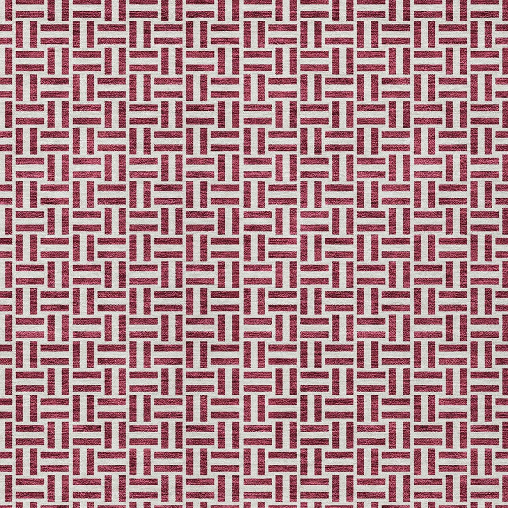 Tabselect Home Line 8' X 10' Burgundy And Ivory Geometric Washable Indoor Outdoor Area Rug