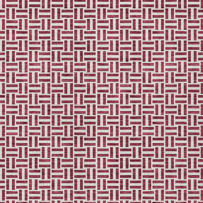 Tabselect Home Line 8' X 10' Burgundy And Ivory Geometric Washable Indoor Outdoor Area Rug