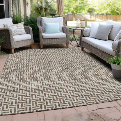 Tabselect Home Line 5' X 8' Brown And Beige Geometric Washable Indoor Outdoor Area Rug