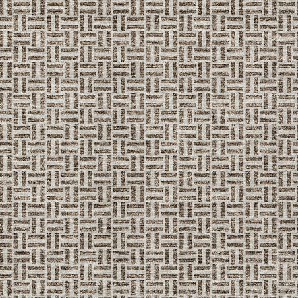 Tabselect Home Line 5' X 8' Brown And Beige Geometric Washable Indoor Outdoor Area Rug