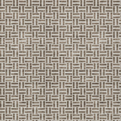 Tabselect Home Line 5' X 8' Brown And Beige Geometric Washable Indoor Outdoor Area Rug