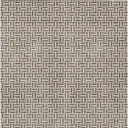 Tabselect Home Line 8' X 10' Brown And Beige Geometric Washable Indoor Outdoor Area Rug