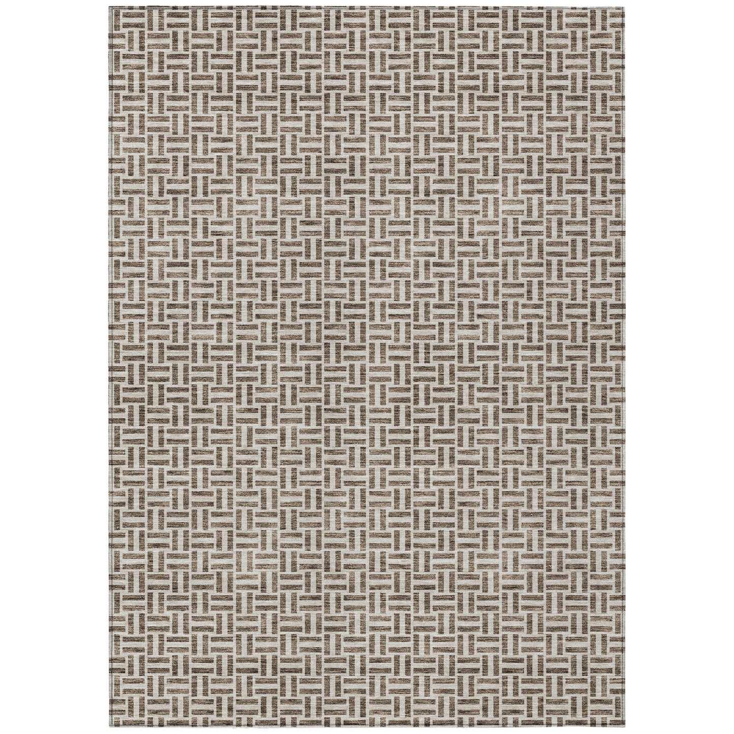 Tabselect Home Line 8' X 10' Brown And Beige Geometric Washable Indoor Outdoor Area Rug