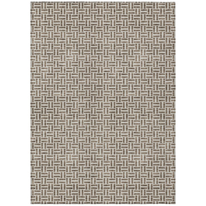 Tabselect Home Line 8' X 10' Brown And Beige Geometric Washable Indoor Outdoor Area Rug