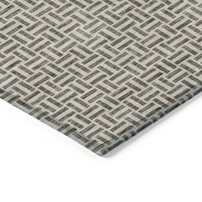 Tabselect Home Line 8' X 10' Brown And Beige Geometric Washable Indoor Outdoor Area Rug