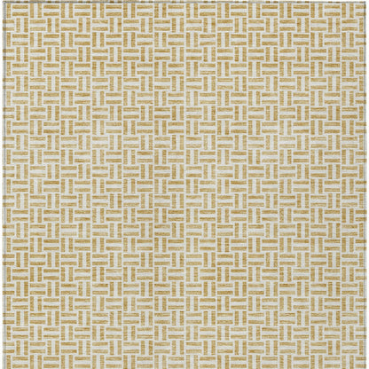 Tabselect Home Line 5' X 8' Gold And Ivory Geometric Washable Indoor Outdoor Area Rug