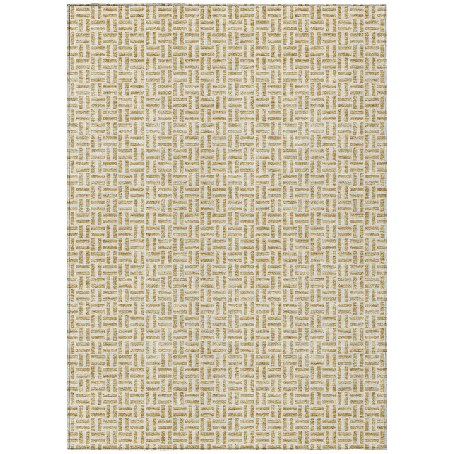 Tabselect Home Line 5' X 8' Gold And Ivory Geometric Washable Indoor Outdoor Area Rug