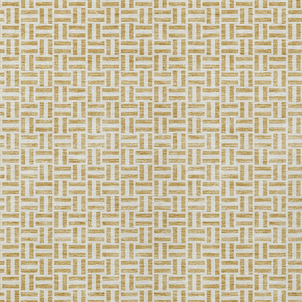 Tabselect Home Line 5' X 8' Gold And Ivory Geometric Washable Indoor Outdoor Area Rug