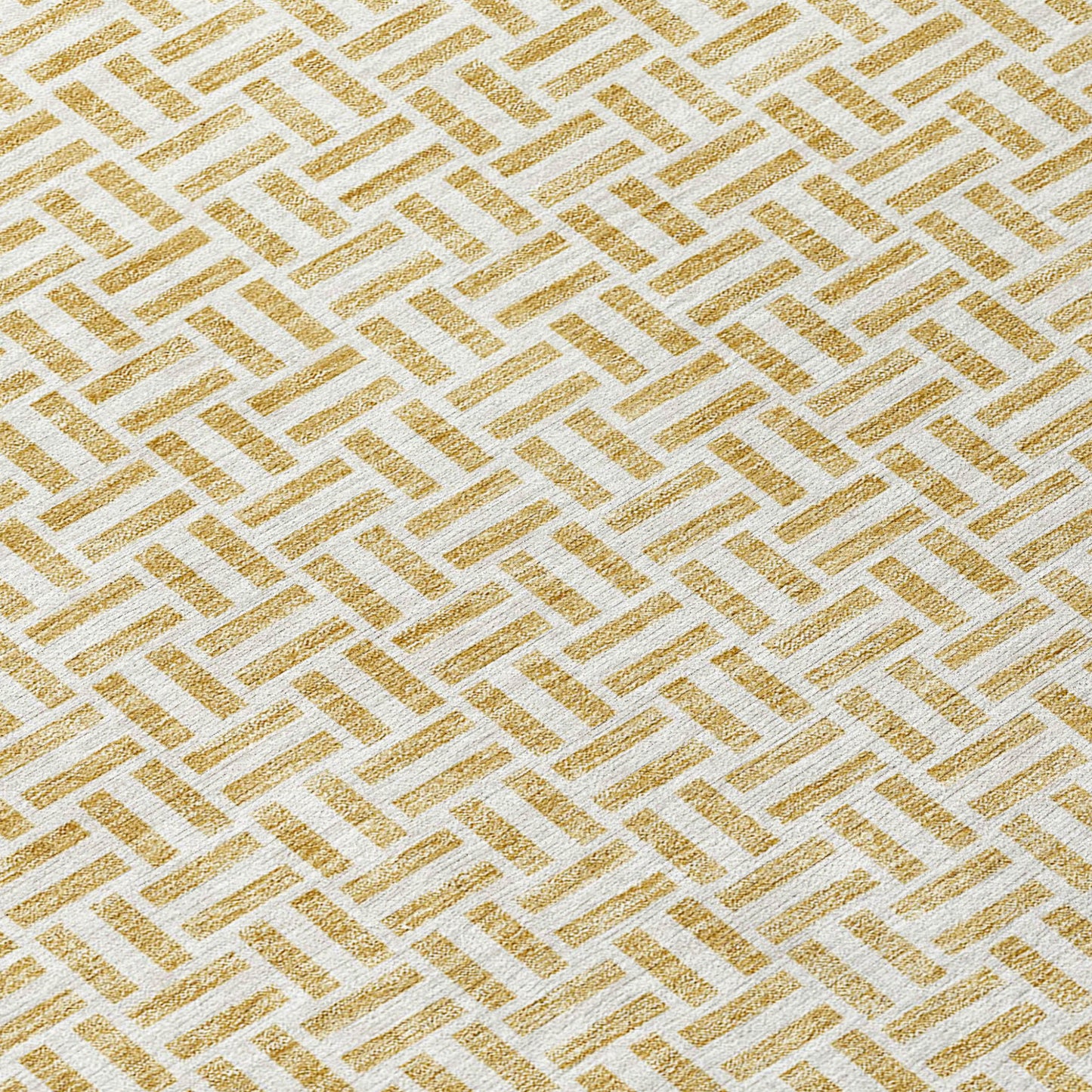 Tabselect Home Line 5' X 8' Gold And Ivory Geometric Washable Indoor Outdoor Area Rug