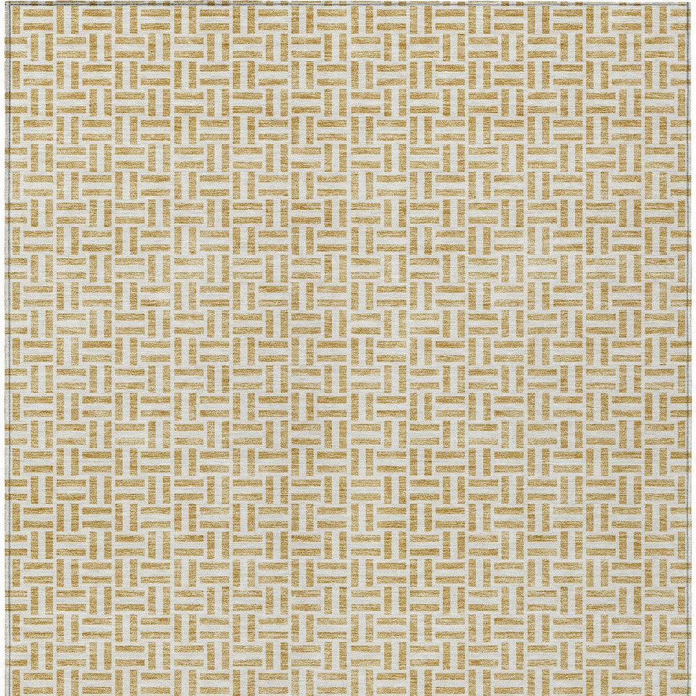 Tabselect Home Line 8' X 10' Gold And Ivory Geometric Washable Indoor Outdoor Area Rug