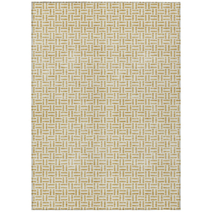 Tabselect Home Line 8' X 10' Gold And Ivory Geometric Washable Indoor Outdoor Area Rug