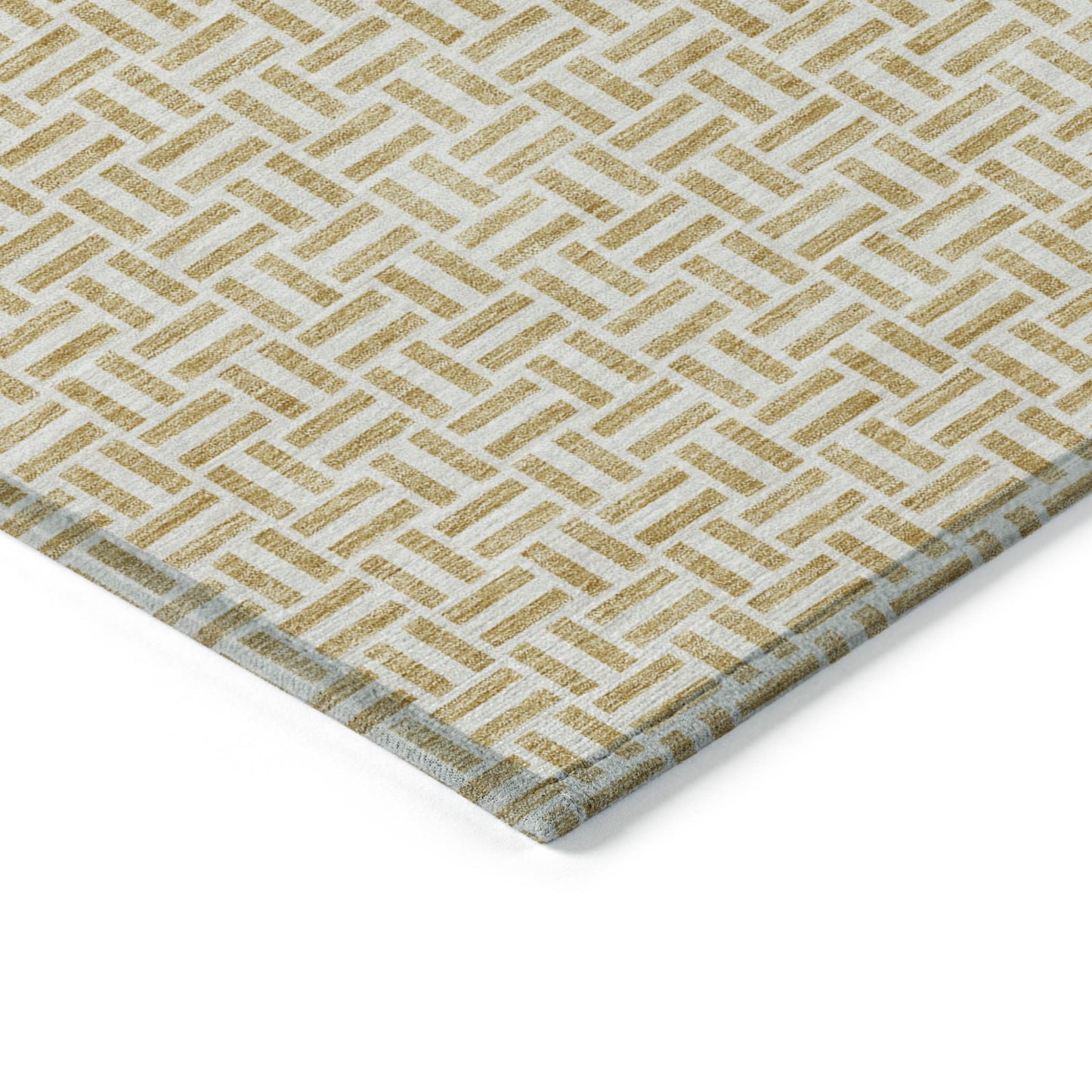 Tabselect Home Line 8' X 10' Gold And Ivory Geometric Washable Indoor Outdoor Area Rug