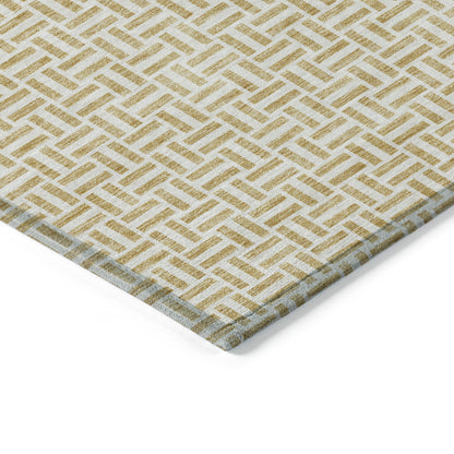Tabselect Home Line 8' X 10' Gold And Ivory Geometric Washable Indoor Outdoor Area Rug