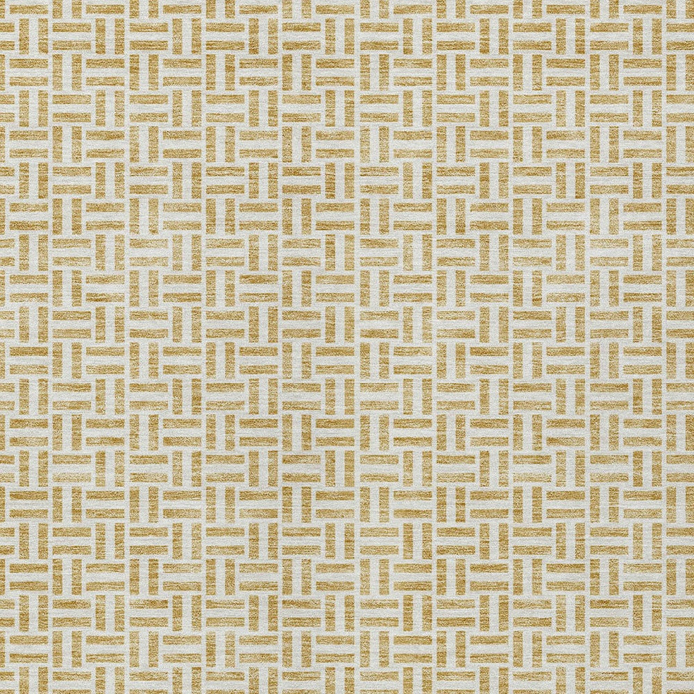 Tabselect Home Line 8' X 10' Gold And Ivory Geometric Washable Indoor Outdoor Area Rug
