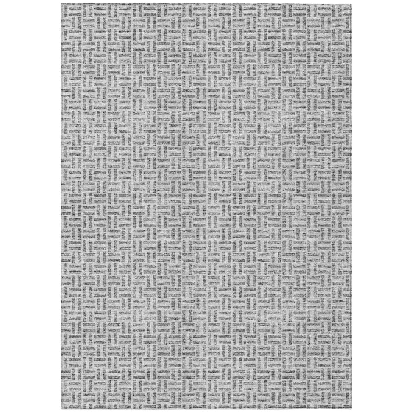Tabselect Home Line 5' X 8' Gray And Silver Geometric Washable Indoor Outdoor Area Rug