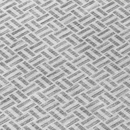 Tabselect Home Line 8' Gray And Silver Round Geometric Washable Indoor Outdoor Area Rug