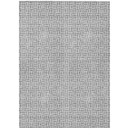 Tabselect Home Line 8' X 10' Gray And Silver Geometric Washable Indoor Outdoor Area Rug