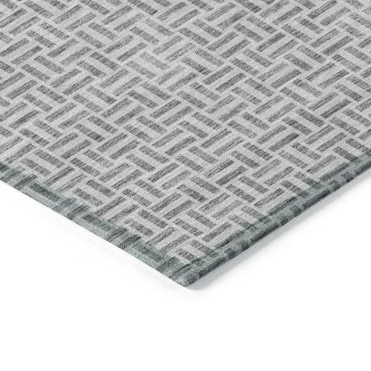 Tabselect Home Line 8' X 10' Gray And Silver Geometric Washable Indoor Outdoor Area Rug