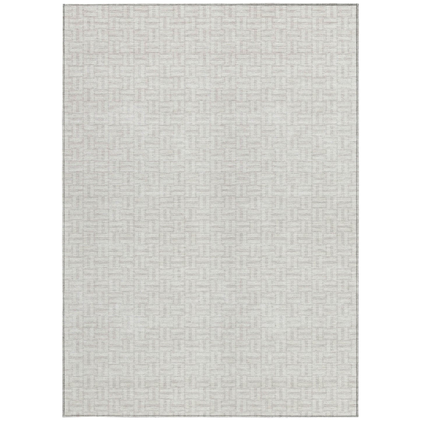 Tabselect Home Line 5' X 8' Ivory And Silver Geometric Washable Indoor Outdoor Area Rug