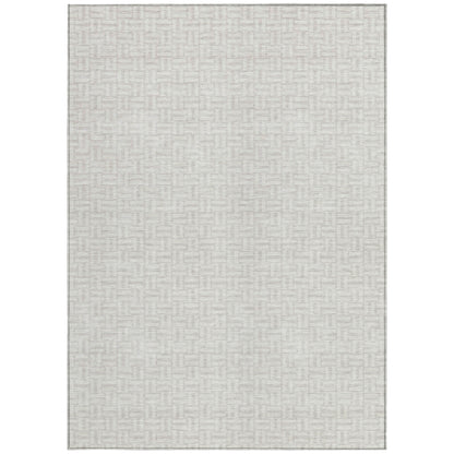 Tabselect Home Line 5' X 8' Ivory And Silver Geometric Washable Indoor Outdoor Area Rug