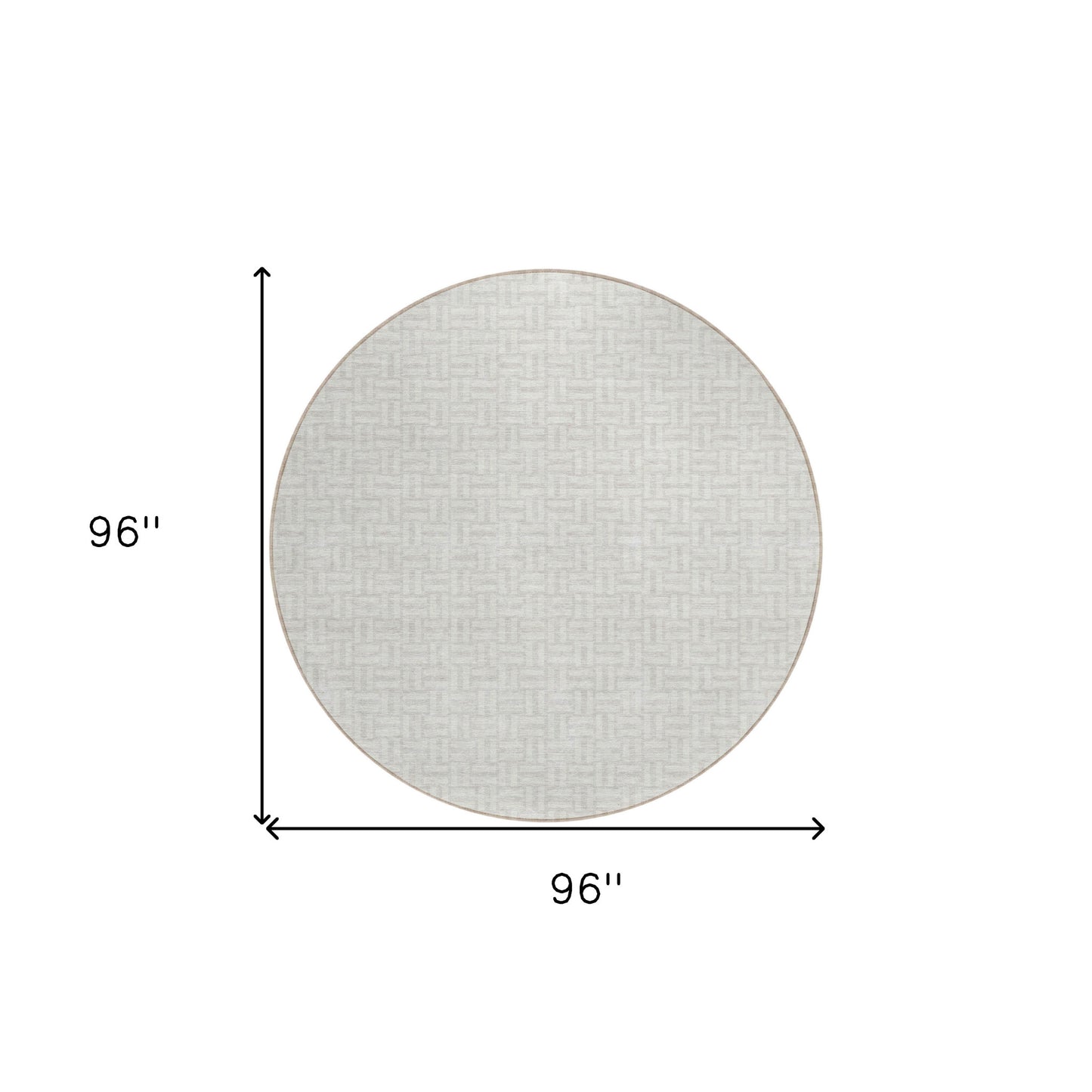Tabselect Home Line 8' Ivory And Silver Round Geometric Washable Indoor Outdoor Area Rug