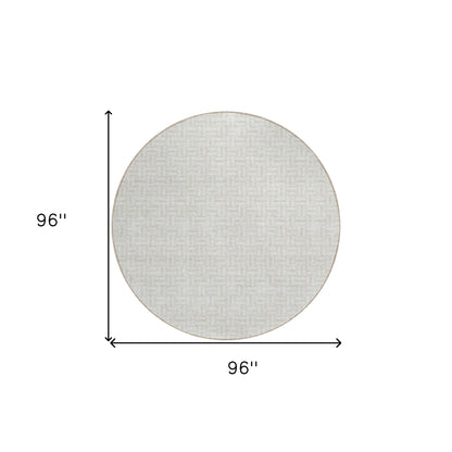 Tabselect Home Line 8' Ivory And Silver Round Geometric Washable Indoor Outdoor Area Rug
