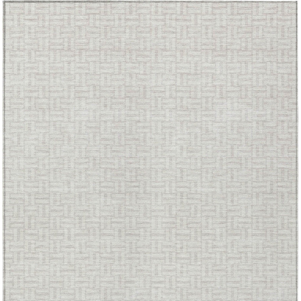 Tabselect Home Line 8' X 10' Ivory And Silver Geometric Washable Indoor Outdoor Area Rug