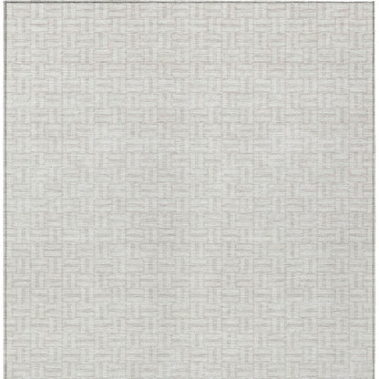 Tabselect Home Line 8' X 10' Ivory And Silver Geometric Washable Indoor Outdoor Area Rug
