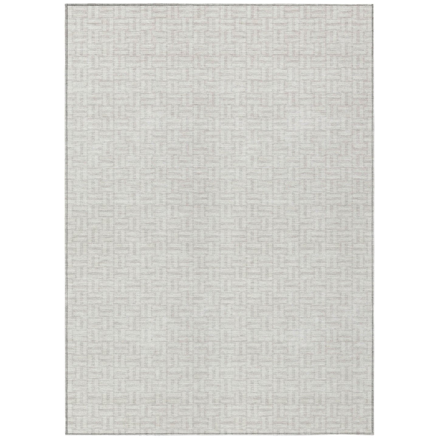 Tabselect Home Line 8' X 10' Ivory And Silver Geometric Washable Indoor Outdoor Area Rug