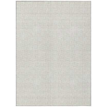 Tabselect Home Line 8' X 10' Ivory And Silver Geometric Washable Indoor Outdoor Area Rug