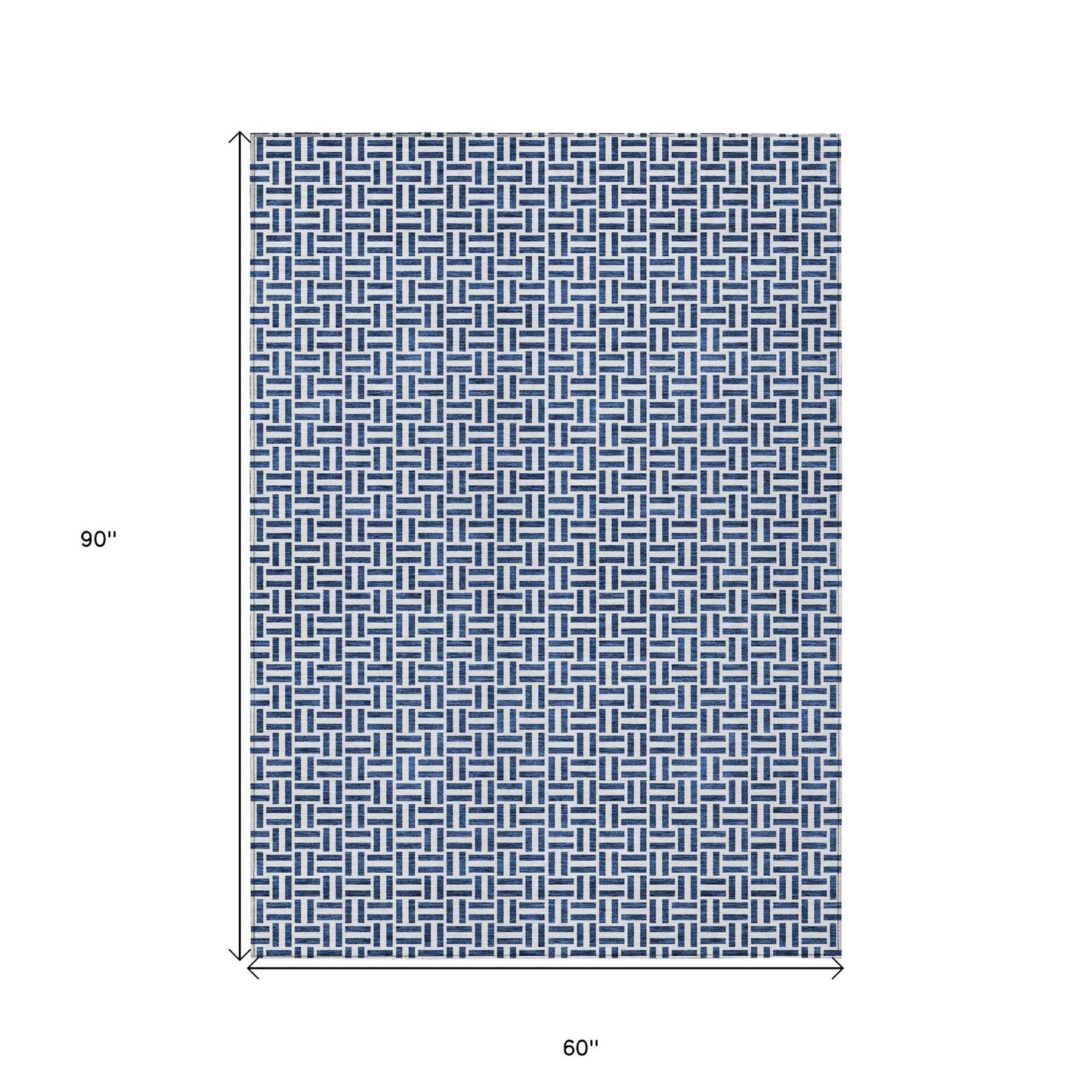 Tabselect Home Line 5' X 8' Navy Blue And Gray Geometric Washable Indoor Outdoor Area Rug