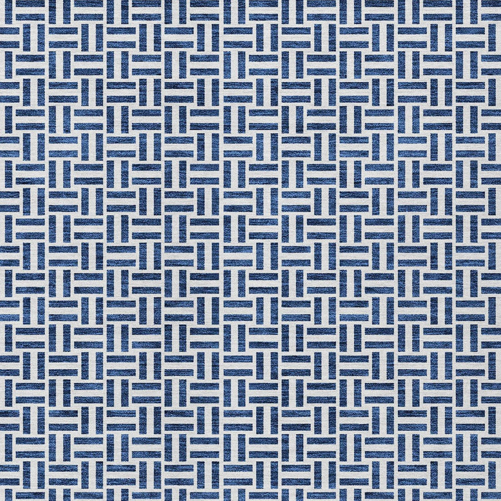 Tabselect Home Line 5' X 8' Navy Blue And Gray Geometric Washable Indoor Outdoor Area Rug