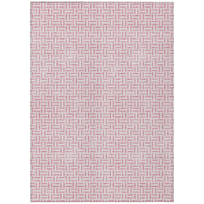 Tabselect Home Line 5' X 8' Pink And Silver Geometric Washable Indoor Outdoor Area Rug