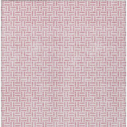 Tabselect Home Line 8' X 10' Pink And Silver Geometric Washable Indoor Outdoor Area Rug