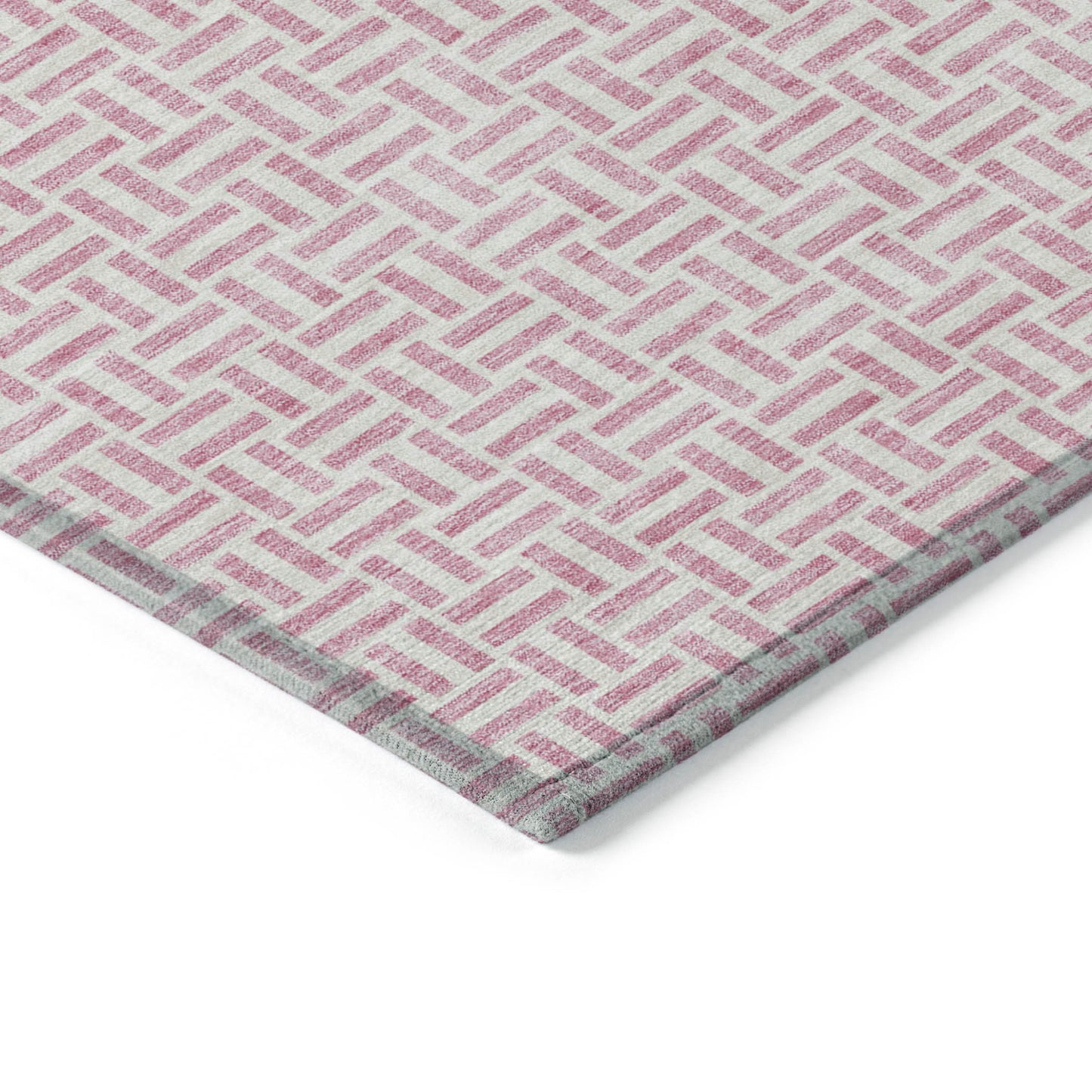 Tabselect Home Line 8' X 10' Pink And Silver Geometric Washable Indoor Outdoor Area Rug