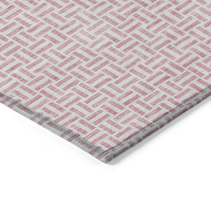 Tabselect Home Line 8' X 10' Pink And Silver Geometric Washable Indoor Outdoor Area Rug