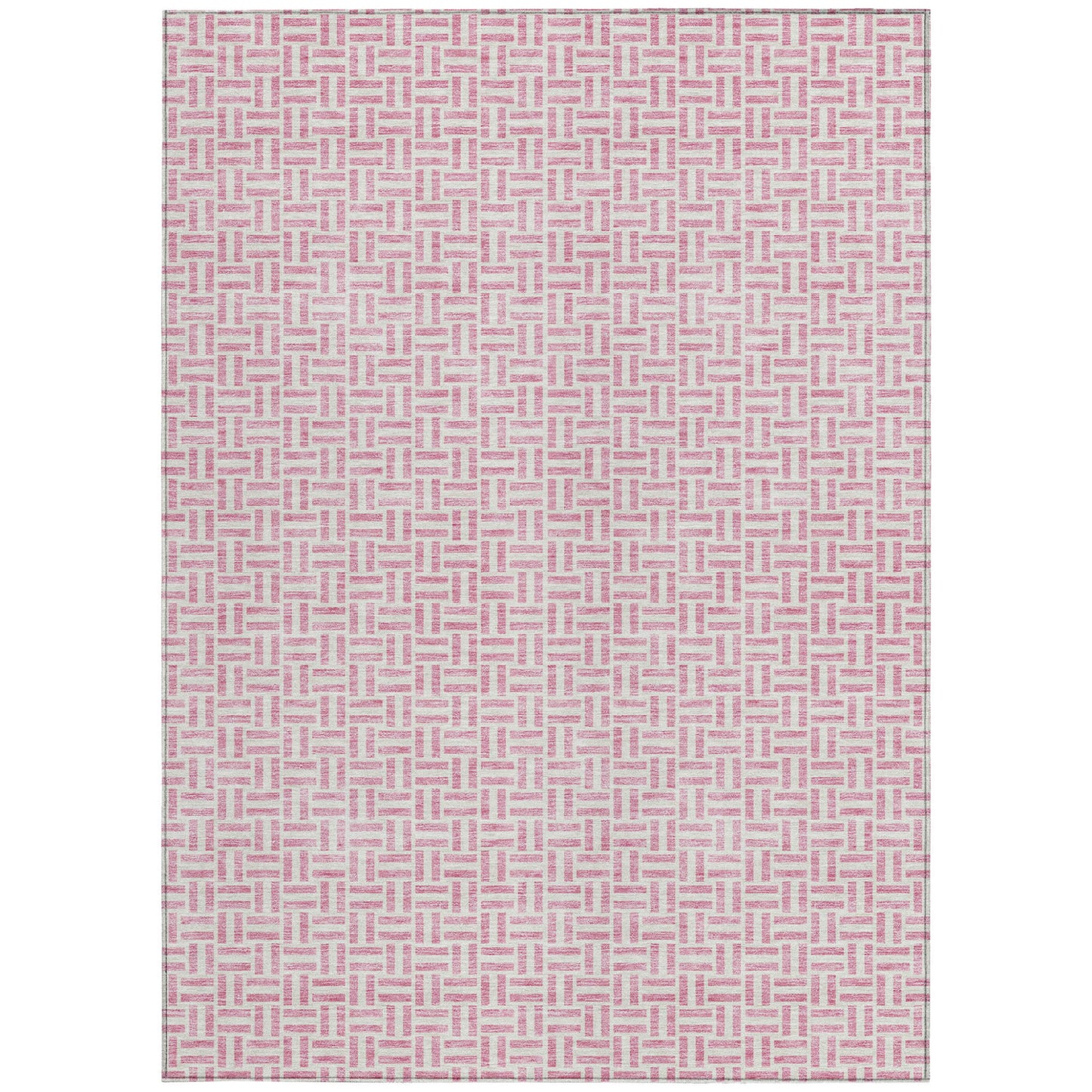 Tabselect Home Line 8' X 10' Pink And Silver Geometric Washable Indoor Outdoor Area Rug