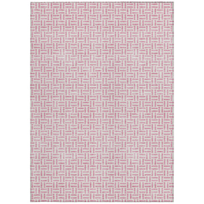 Tabselect Home Line 8' X 10' Pink And Silver Geometric Washable Indoor Outdoor Area Rug