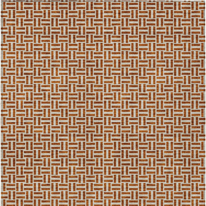 Tabselect Home Line 5' X 8' Copper And Beige Geometric Washable Indoor Outdoor Area Rug