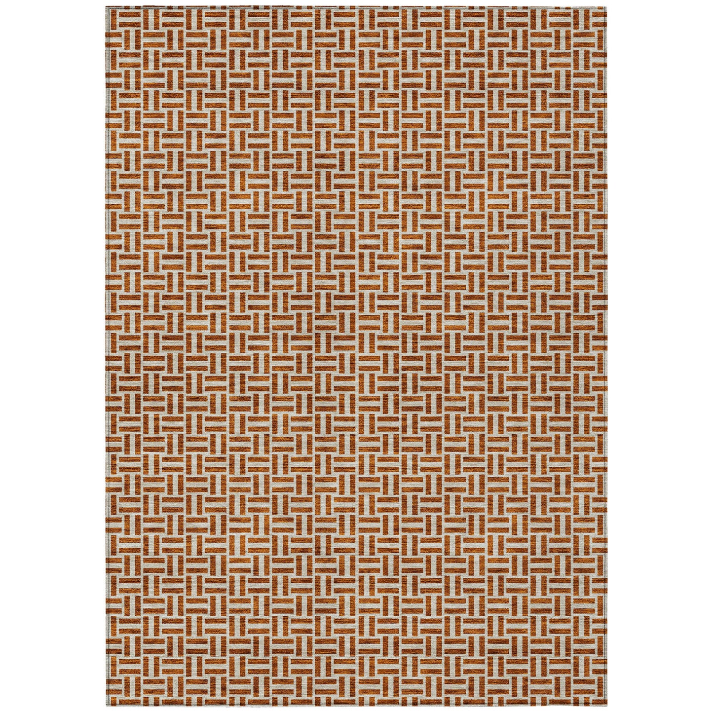 Tabselect Home Line 5' X 8' Copper And Beige Geometric Washable Indoor Outdoor Area Rug