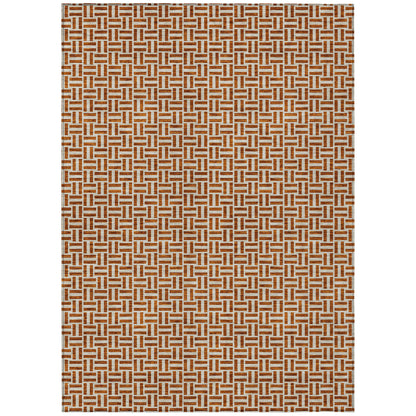 Tabselect Home Line 5' X 8' Copper And Beige Geometric Washable Indoor Outdoor Area Rug