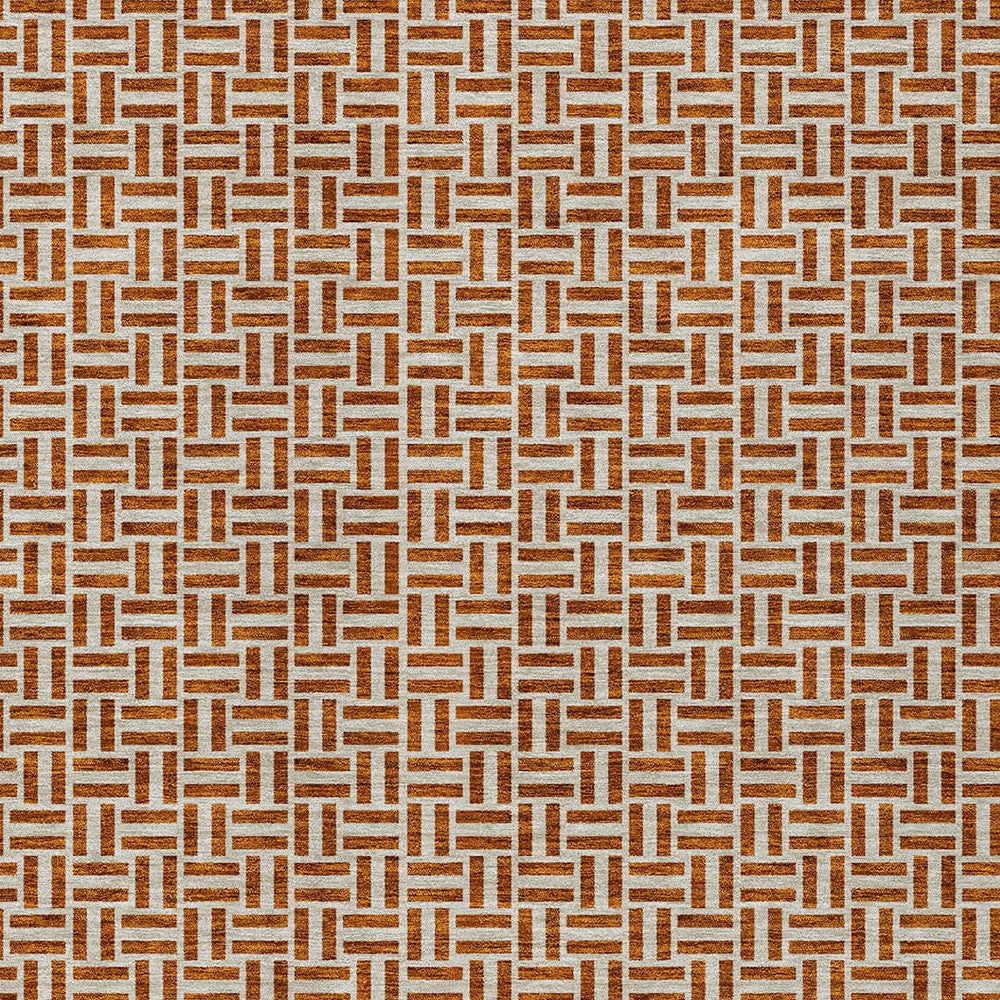 Tabselect Home Line 5' X 8' Copper And Beige Geometric Washable Indoor Outdoor Area Rug