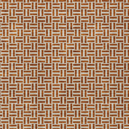 Tabselect Home Line 5' X 8' Copper And Beige Geometric Washable Indoor Outdoor Area Rug