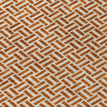 Tabselect Home Line 5' X 8' Copper And Beige Geometric Washable Indoor Outdoor Area Rug